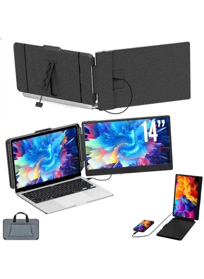 14" Laptop Screen Extender, FHD 1080P IPS Dual Monitor for 13-17" Laptops, Portable Display with HDMI/USB-C Plug & Play, Compatible with Windows, macOS, Android, Switch, PS5