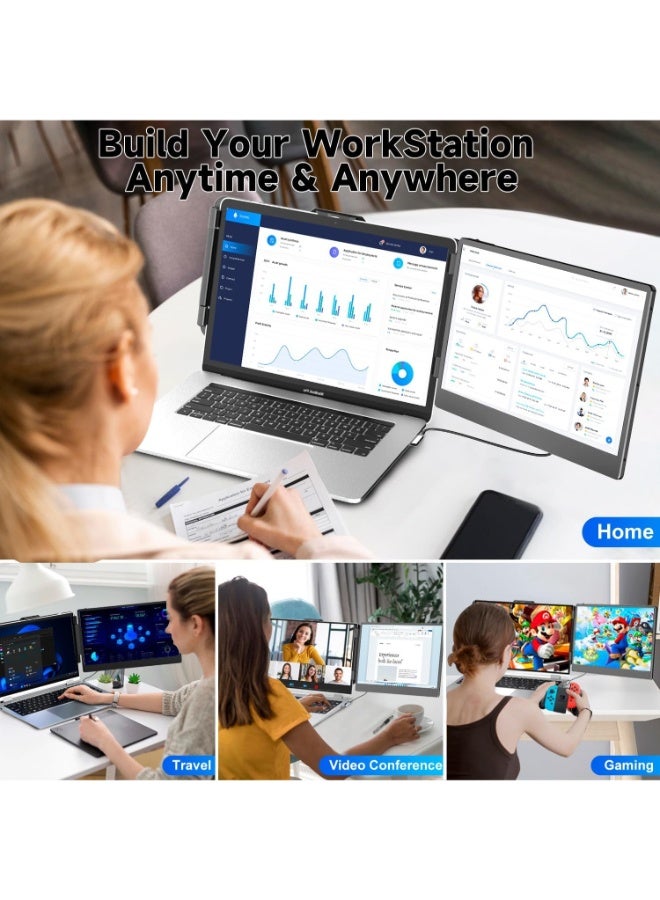 14" Laptop Screen Extender, FHD 1080P IPS Dual Monitor for 13-17" Laptops, Portable Display with HDMI/USB-C Plug & Play, Compatible with Windows, macOS, Android, Switch, PS5  - Image 5
