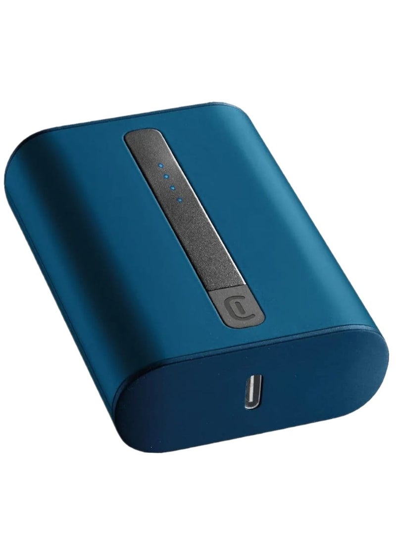 Cellularline Portable Chargers, Extra Compact Portable Charger 10000 Mha - USB-C Power Delivery 20 W for iPhone - 18 W Adaptive USB Port  - Blue - Image 1