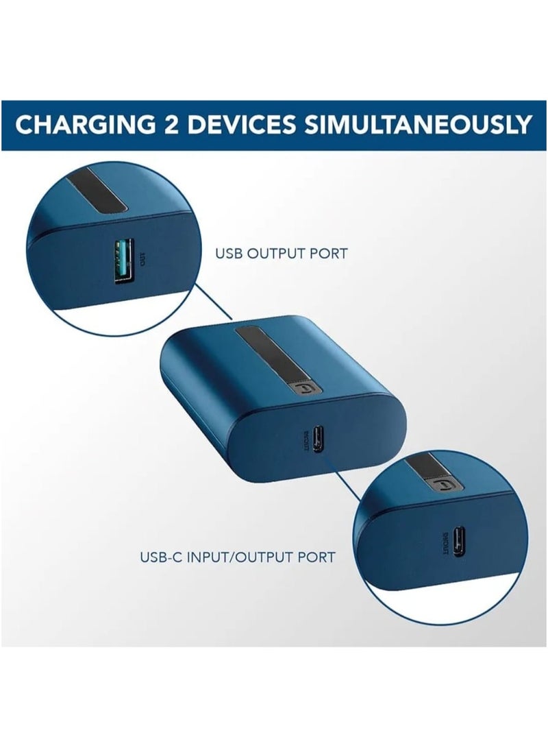 Cellularline Portable Chargers, Extra Compact Portable Charger 10000 Mha - USB-C Power Delivery 20 W for iPhone - 18 W Adaptive USB Port  - Blue - Image 4