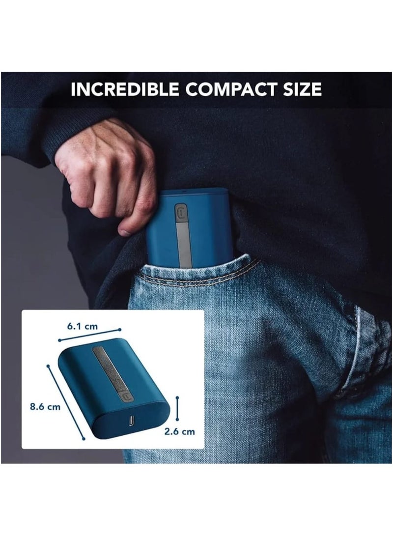 Cellularline Portable Chargers, Extra Compact Portable Charger 10000 Mha - USB-C Power Delivery 20 W for iPhone - 18 W Adaptive USB Port  - Blue - Image 5