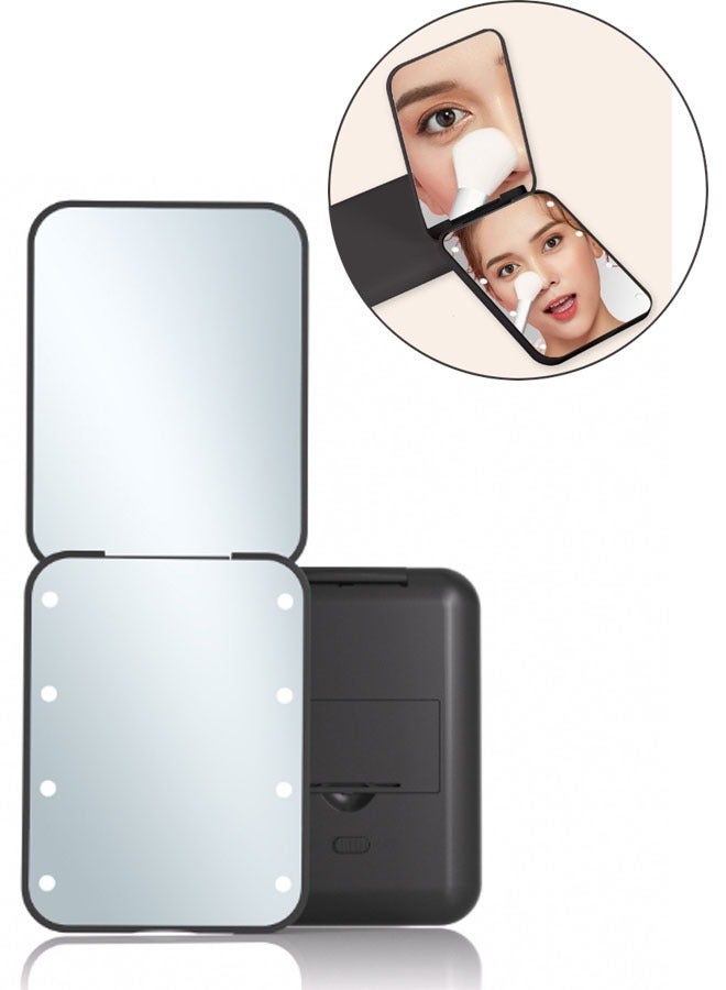 LED Folding Makeup Mirror Black - Image 1