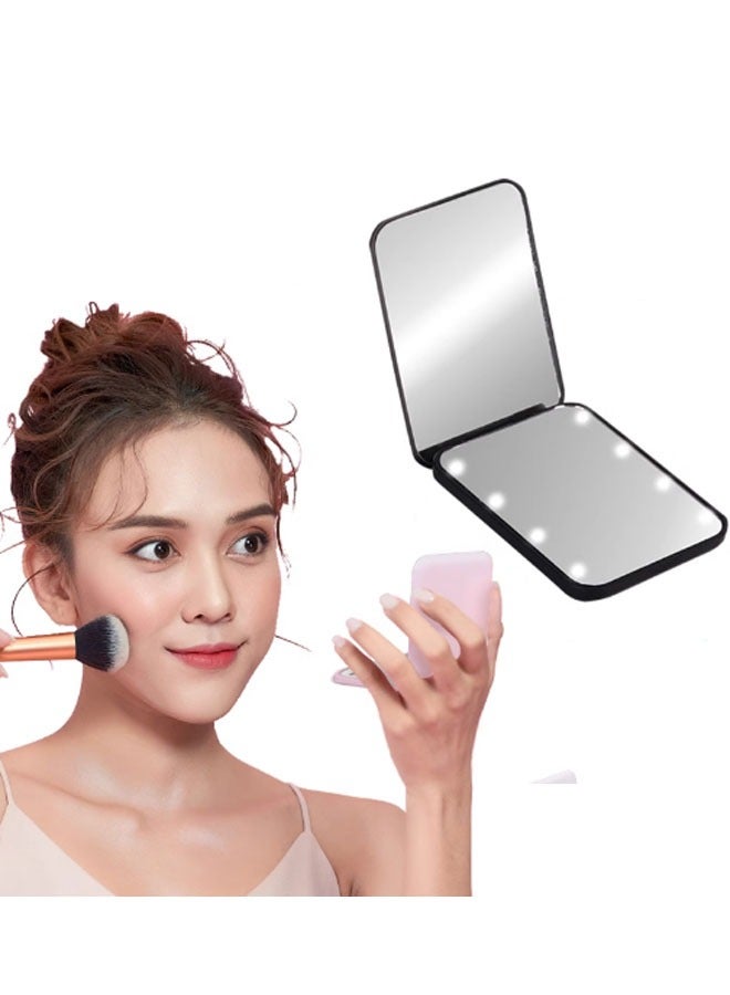 LED Folding Makeup Mirror Black - Image 3