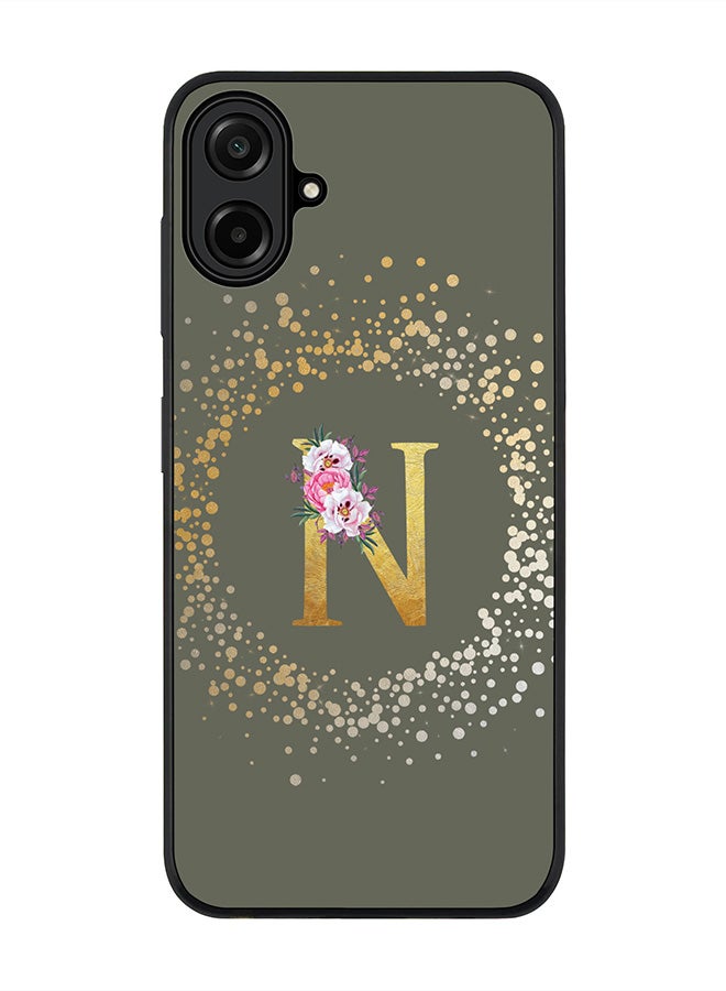 Stylizedd For Samsung Galaxy A07 4G Case,Slim fit Camera Protection, Shockproof Thin Phone cover  - Custom Monogram Floral - N  (Olive Green )