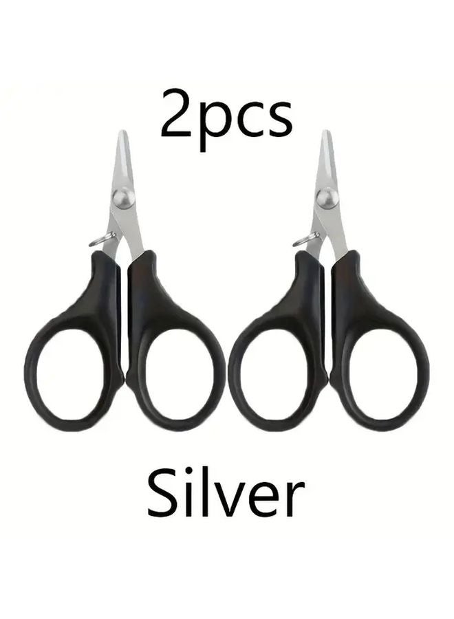 2pcs Titanium Coated Stainless Steel Fishing Scissors Heavy Duty Anti Slip Serrated Edges - Image 1