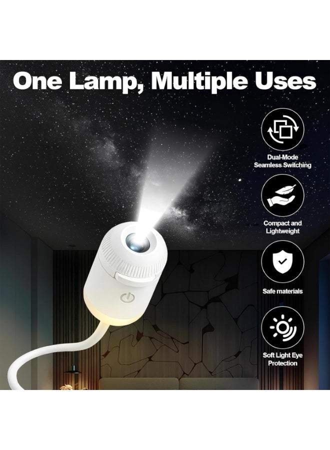 2-in-1 Galaxy Star Projector Night Light USB Powered LED Lamp with Adjustable Brightness, Flexible Gooseneck, Star Sky Projector, Kids Bedroom Decor & Multiple Projection Slide Films - Image 4