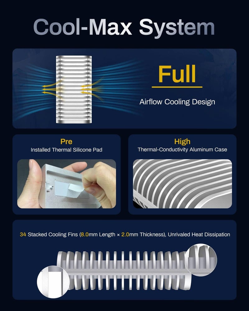 TERRAMASTER D1 SSD Plus 40Gbps M.2 NVMe SSD Enclosure - Aluminum M.2 Enclosure USB Type-C, Compatible with USB 4/3.2/3.1/3.0/2.0, Thunderbolt 5/4/3, Mobile App for Data Backup Included (Diskless) - Image 5