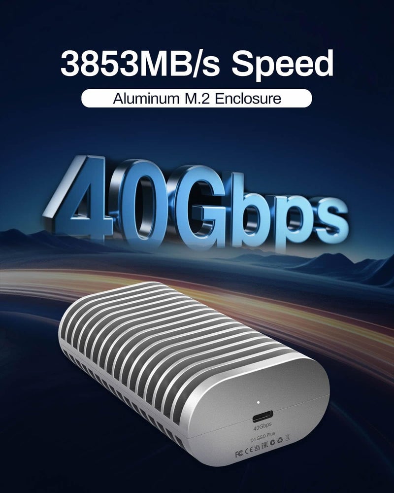 TERRAMASTER D1 SSD Plus 40Gbps M.2 NVMe SSD Enclosure - Aluminum M.2 Enclosure USB Type-C, Compatible with USB 4/3.2/3.1/3.0/2.0, Thunderbolt 5/4/3, Mobile App for Data Backup Included (Diskless) - Image 2