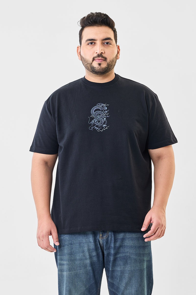 SNITCH Warrior Embroidered Puff Print Oversized Plus T-Shirt - Image 4
