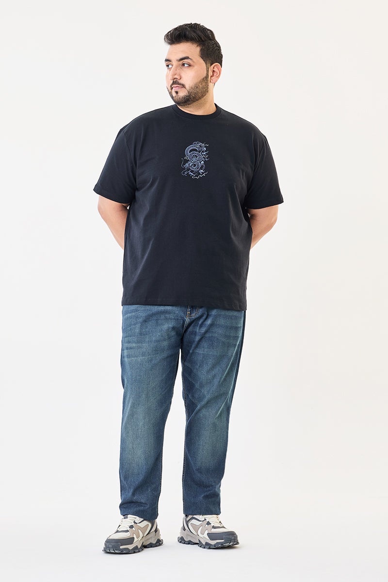 SNITCH Warrior Embroidered Puff Print Oversized Plus T-Shirt - Image 2