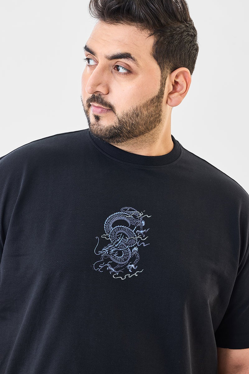 SNITCH Warrior Embroidered Puff Print Oversized Plus T-Shirt - Image 3