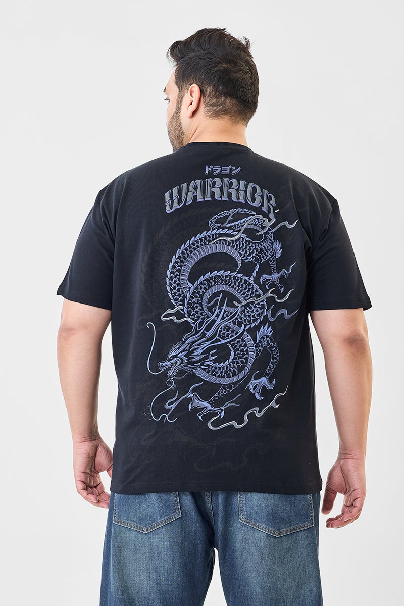 SNITCH Warrior Embroidered Puff Print Oversized Plus T-Shirt - Image 5