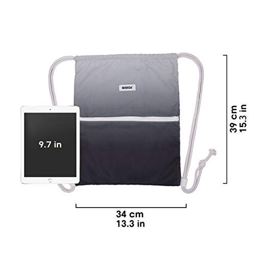 WANDF Drawstring Backpack String Bag Sackpack Cinch Water Resistant Nylon for Gym Shopping Sport Yoga (Grey) - Image 5