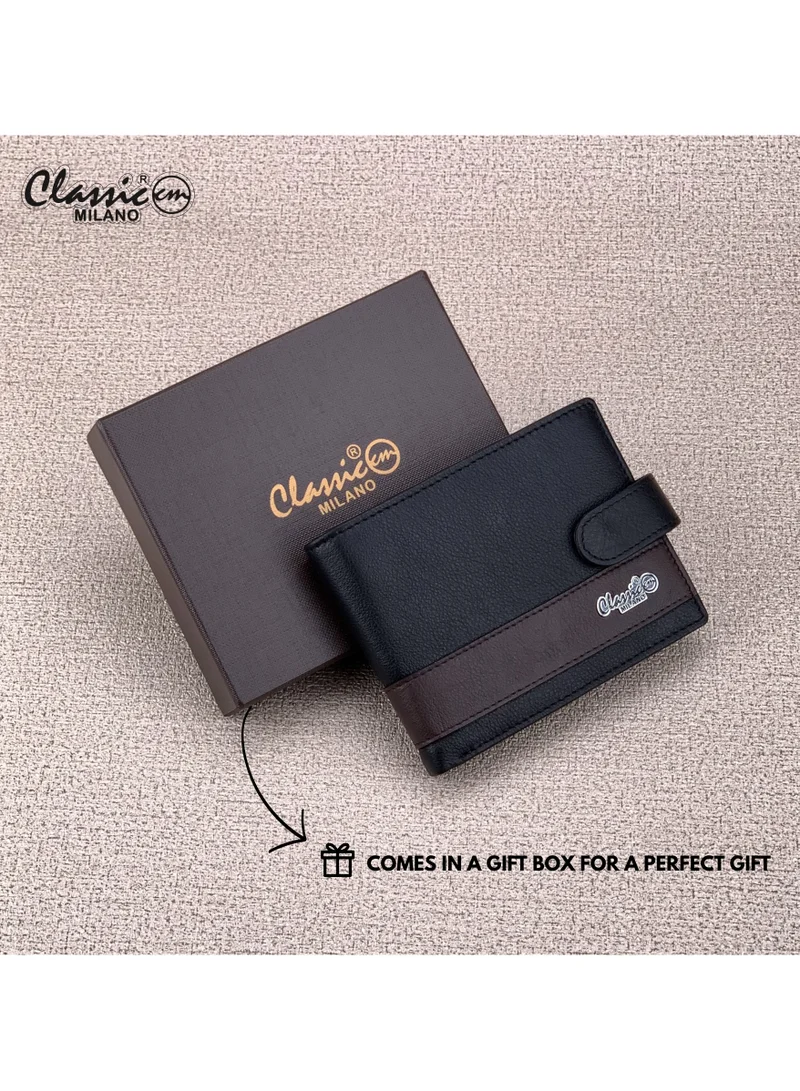 Classic Milano Black Brown (CNH-12) Classic Milano Genuine Leather Wallet for Men – Slim Bifold Men’s Wallet with RFID Blocking, Multiple Card Slots – Stylish Mens Purse Wallets Gift for Husband, Father for Men | Best Price UAE