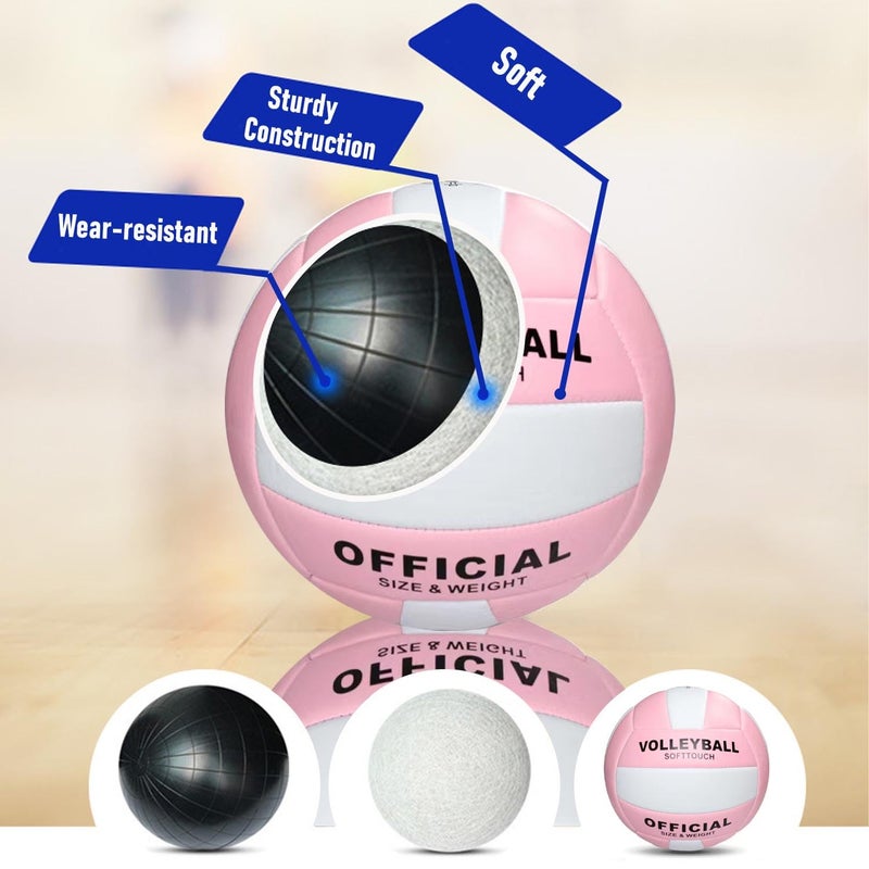 LonlyEagle 6 Pack Official Size 5 Synthetic Leather Volleyballs, Includes Pump and Net Bag, Volley Ball for Indoor and Outdoor Competition(Pink) - Image 4