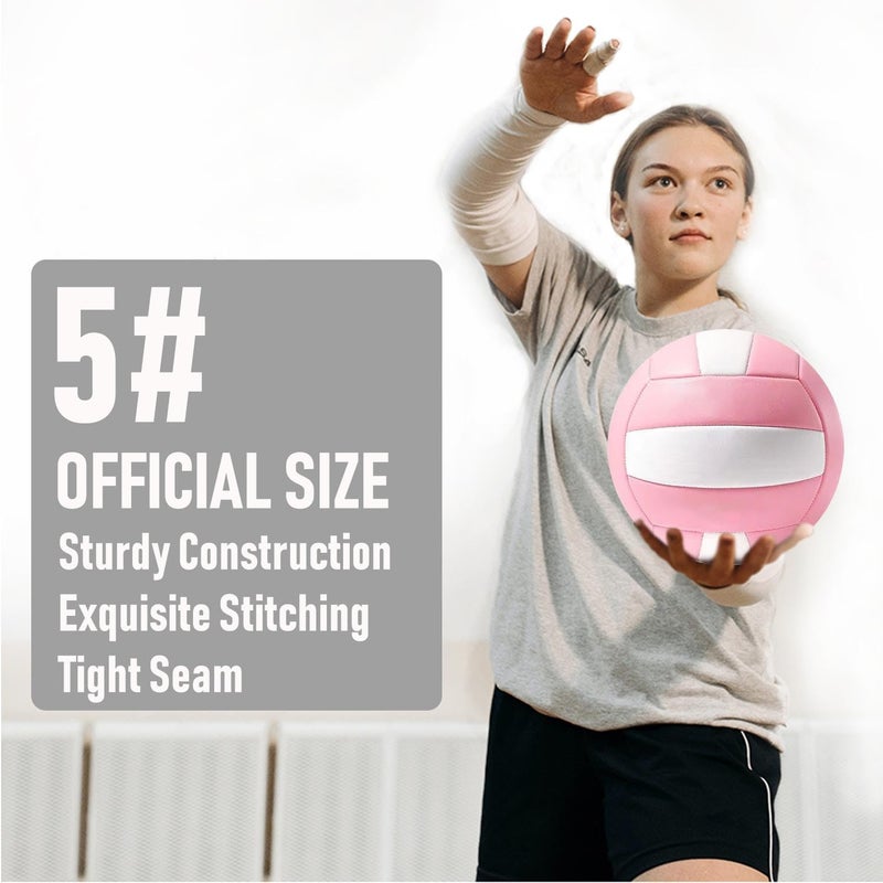 LonlyEagle 6 Pack Official Size 5 Synthetic Leather Volleyballs, Includes Pump and Net Bag, Volley Ball for Indoor and Outdoor Competition(Pink) - Image 2