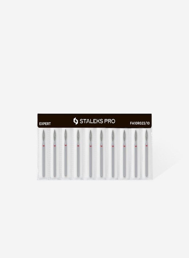 STALEKS PRO Diamond nail drill bit flame red EXPERT head diameter 2,3 mm/working part 10 mm - Image 2