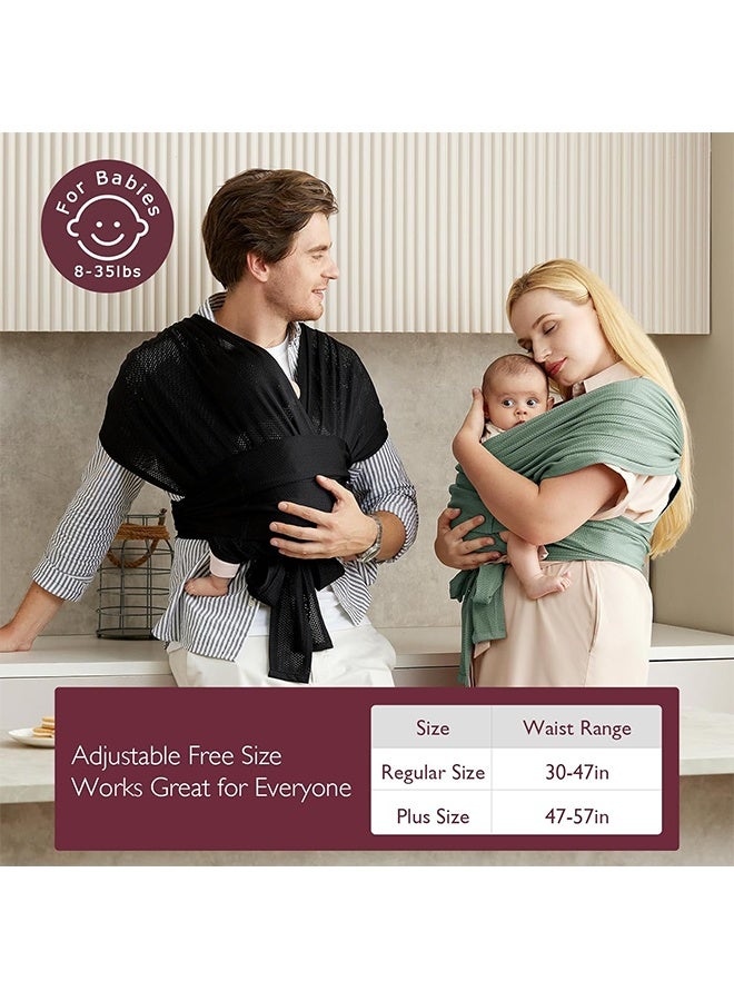 Sweet Life Baby Wrap Carrier Skin-Friendly Fabric, Easy to Wear Baby Carrier Sling T-Shirt Design, Hands Free Baby Carriers Newborn to Toddler 8-35lbs, Adjustable Buckle Suit for Waist 30-47inch, Black - Image 5