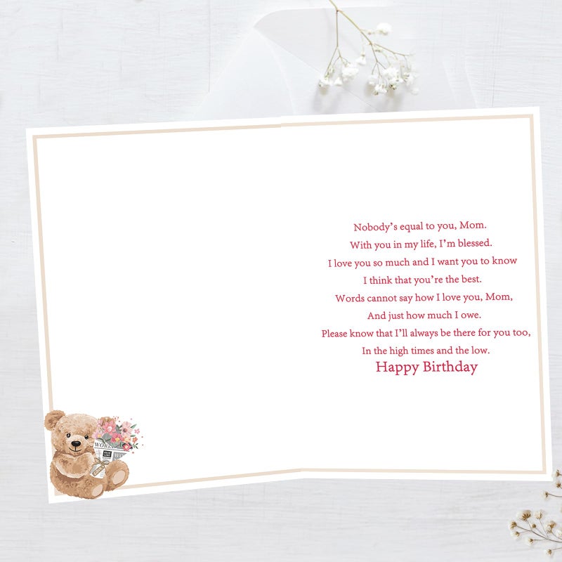Mcduldul Birthday Card for Mom | Happy Mom Birthday Gifts from Daughter Son Kids | Mother's Day Gifts for Women Her | 5.3 x 8.0 Inch Greeting Cards with Envelope - Image 2