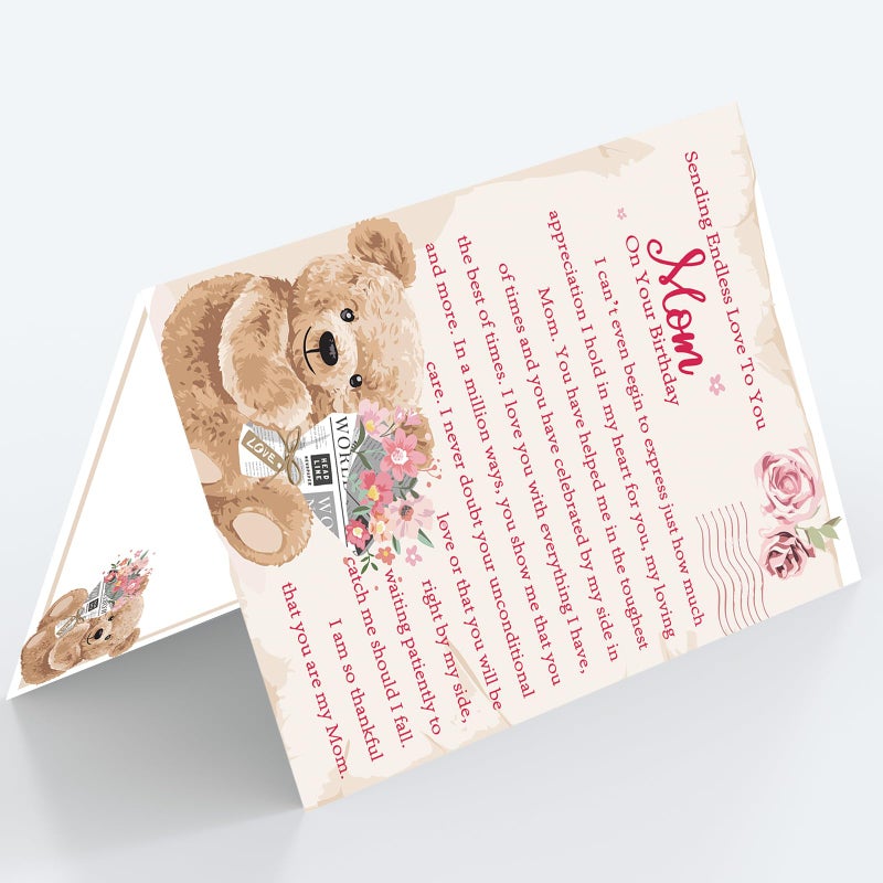 Mcduldul Birthday Card for Mom | Happy Mom Birthday Gifts from Daughter Son Kids | Mother's Day Gifts for Women Her | 5.3 x 8.0 Inch Greeting Cards with Envelope - Image 3