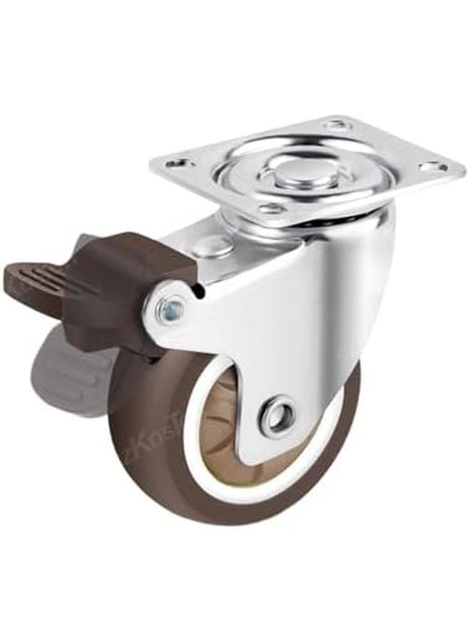 Heavy Duty Small Caster Wheels Set Of 4 With 4pcs Brake 1 25 Inch Smooth Swivel Rubber Castors - Image 4