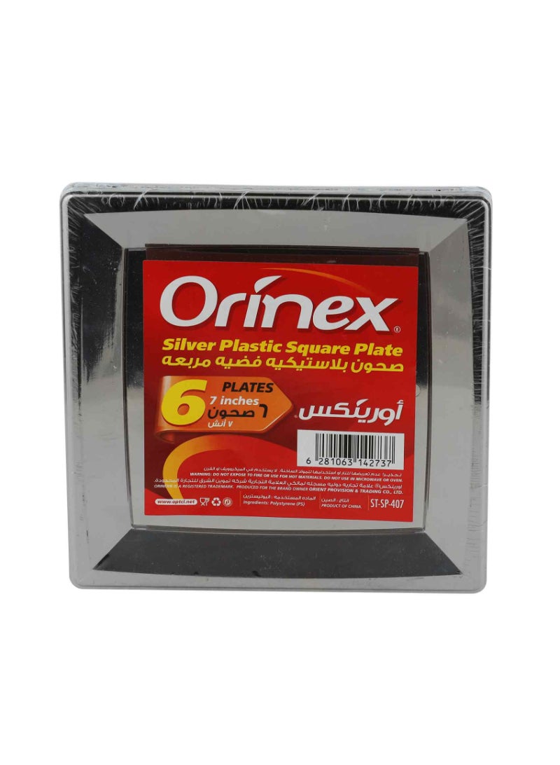 Orinex silver plastic square plate