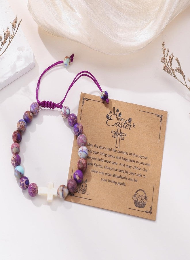 BABORI Easter Basket Stuffers Cross Bracelet Christian Religious Gifts Beads Colorful Imperial Stone Jewelry - Image 5