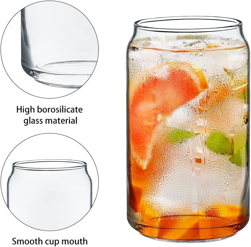 Cloudsell Transparent Glass Drinking Glasses with Glass Straw 400ml Beer Glasses Can Shaped Glass Cups Tumbler for Cold Coffee Smoothies Juice Soda 2 - Image 4