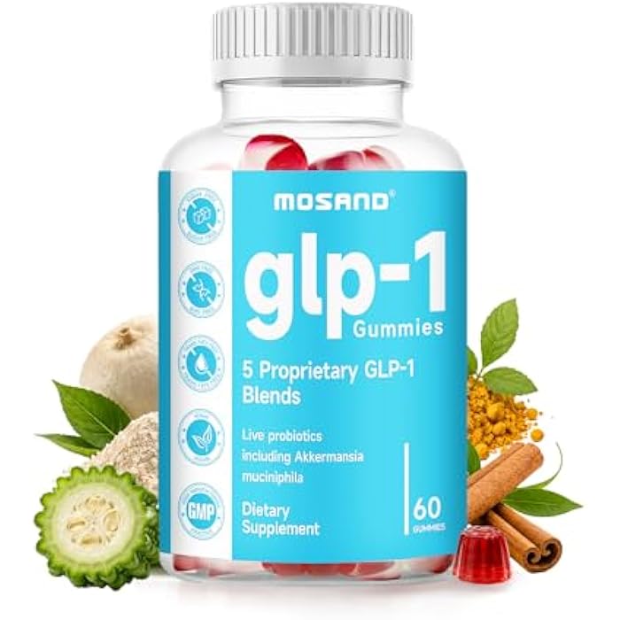 GLP-1 Probiotic Gummies, GLP-1 Supplement with Akkermansia Probiotic, Berberine, No Sugar Added for Gut & Digestion Health,Strawberry Flavor-60 Gummies - Image 1