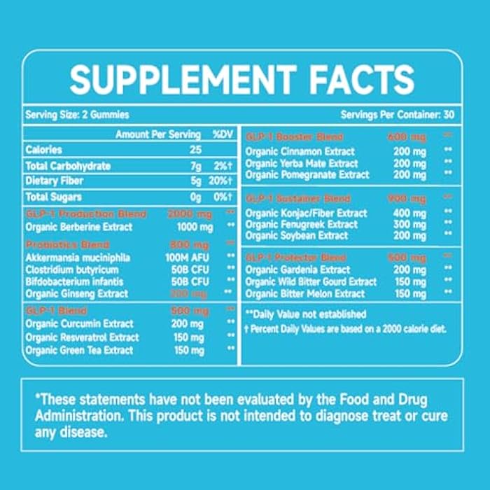 GLP-1 Probiotic Gummies, GLP-1 Supplement with Akkermansia Probiotic, Berberine, No Sugar Added for Gut & Digestion Health,Strawberry Flavor-60 Gummies - Image 4