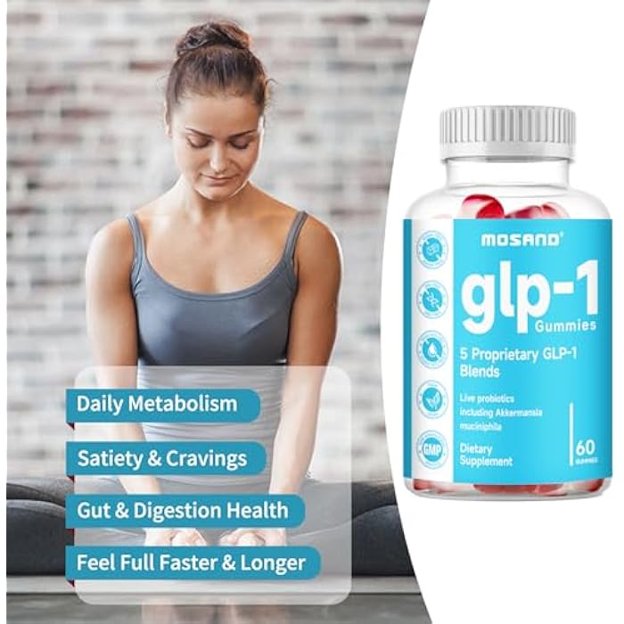 GLP-1 Probiotic Gummies, GLP-1 Supplement with Akkermansia Probiotic, Berberine, No Sugar Added for Gut & Digestion Health,Strawberry Flavor-60 Gummies - Image 3