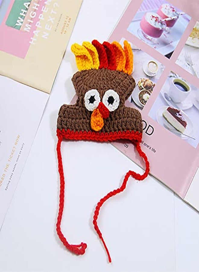 Asikkon Pet Thanksgiving Hat Turkey Hat for Cat Knitted Kitten Headband for Costumes Crochet Cute Cap Accessories and Party Favors - Image 5