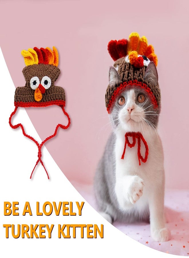 Asikkon Pet Thanksgiving Hat Turkey Hat for Cat Knitted Kitten Headband for Costumes Crochet Cute Cap Accessories and Party Favors - Image 4