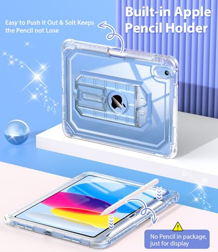 Cantis Case for iPad A16 11 Inch 2025/ iPad 10th Generation 2022 (10.9 inch) with Screen Protector & Pencil Holder, 11th Generation Case with Larger Stable Stand, Clear - Image 5