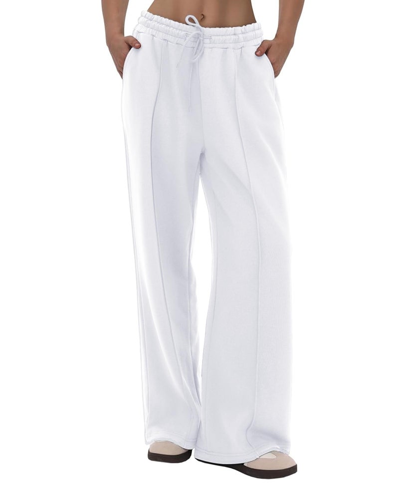 CAMPSNAIL Wide Leg Sweatpants Women - Baggy High Waisted Straight Leg Loose Sweat Pants with Chic Seams Drawstring Pockets - Image 1