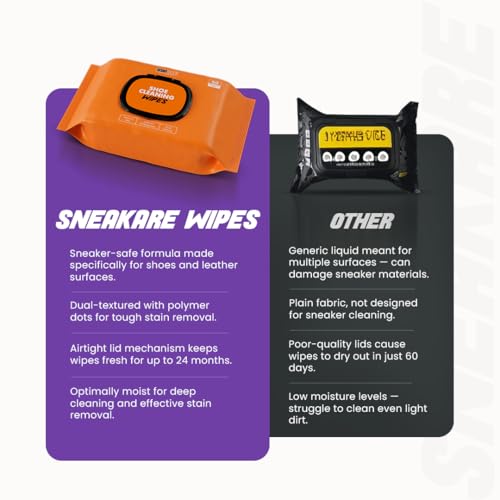 SNEAKARE Multipack Wipe (Pk-50) – Shoe Cleaning Wipes I Premium Sneaker Cleaner I Travel Friendly I Textured Shoe Cleaner Wipes - Image 3