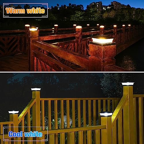 VOLISUN Solar Post Cap Lights Outdoor 4x4/6x6 Wooden/Vinyl Fence Cap Lights for Patio/Garden,Warm White with 2 Lighting Modes Waterproof,ABS Shell Lens Black (6 Pack) - Image 3