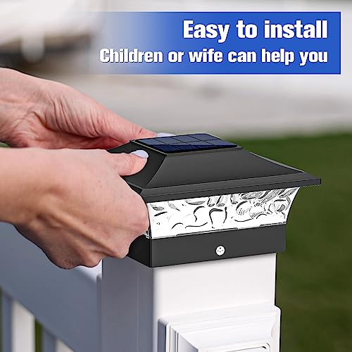 VOLISUN Solar Post Cap Lights Outdoor 4x4/6x6 Wooden/Vinyl Fence Cap Lights for Patio/Garden,Warm White with 2 Lighting Modes Waterproof,ABS Shell Lens Black (6 Pack) - Image 4
