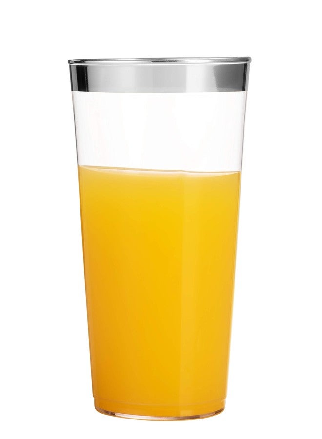 Munfix 100 Silver Plastic Tumblers - 16 Oz Clear, Elegant Wedding & Party Cups with Silver Rim - Image 5