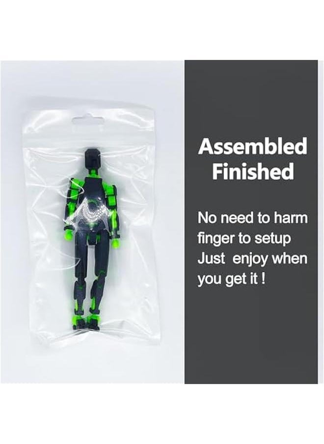 Generic - (Assembly Completed) T13 Action Figure Set, Titan 13 Robot Action Figure 3D Printed robo 13 Action Figure Articulated, Dummy 13 Lucky 13 Gift for Collectors Desktop Decorations, Black Green/Red Blac - Image 1