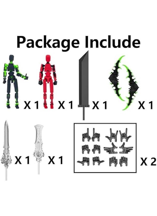 Generic - (Assembly Completed) T13 Action Figure Set, Titan 13 Robot Action Figure 3D Printed robo 13 Action Figure Articulated, Dummy 13 Lucky 13 Gift for Collectors Desktop Decorations, Black Green/Red Blac - Image 1