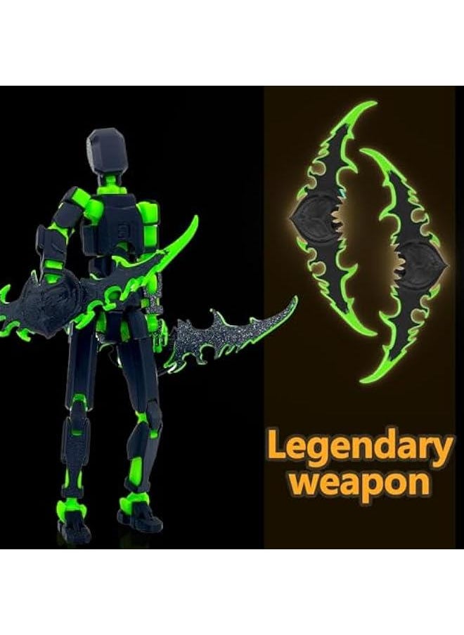 Generic - (Assembly Completed) T13 Action Figure Set, Titan 13 Robot Action Figure 3D Printed robo 13 Action Figure Articulated, Dummy 13 Lucky 13 Gift for Collectors Desktop Decorations, Black Green/Red Blac - Image 1