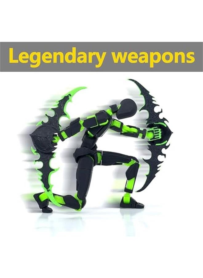 Generic - (Assembly Completed) T13 Action Figure Set, Titan 13 Robot Action Figure 3D Printed robo 13 Action Figure Articulated, Dummy 13 Lucky 13 Gift for Collectors Desktop Decorations, Black Green/Red Blac - Image 1
