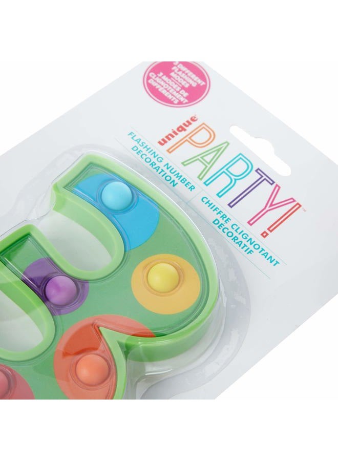 Amscan Vibrant Light-Up Accessory Green Flashing Number "3" Decoration - 6.75" (1 Pc.) - Perfect for Any Memorable Moment  - Image 3