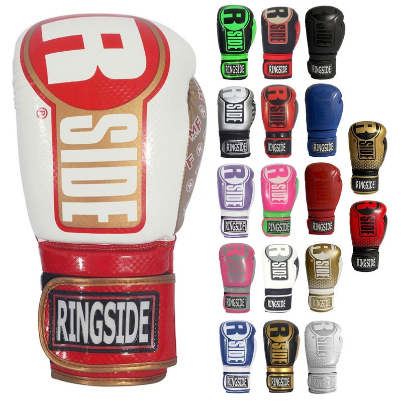 Ringside Apex Bag Gloves IMFTech Boxing Gloves with Secure Wrist Support Synthetic Boxing Gloves for Men and Women White and Red SM