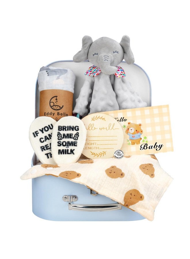 WeCool Baby Boy Gift Basket Set, 8Pcs Newborn Baby Essentials Baby Gift Baskets Set, Cute & Practical Baby Boy Gift Baskets for Newborn, Baby Boy Gifts, Best Welcome Baby Gift & Gender Reveal Gift Basket - Image 1