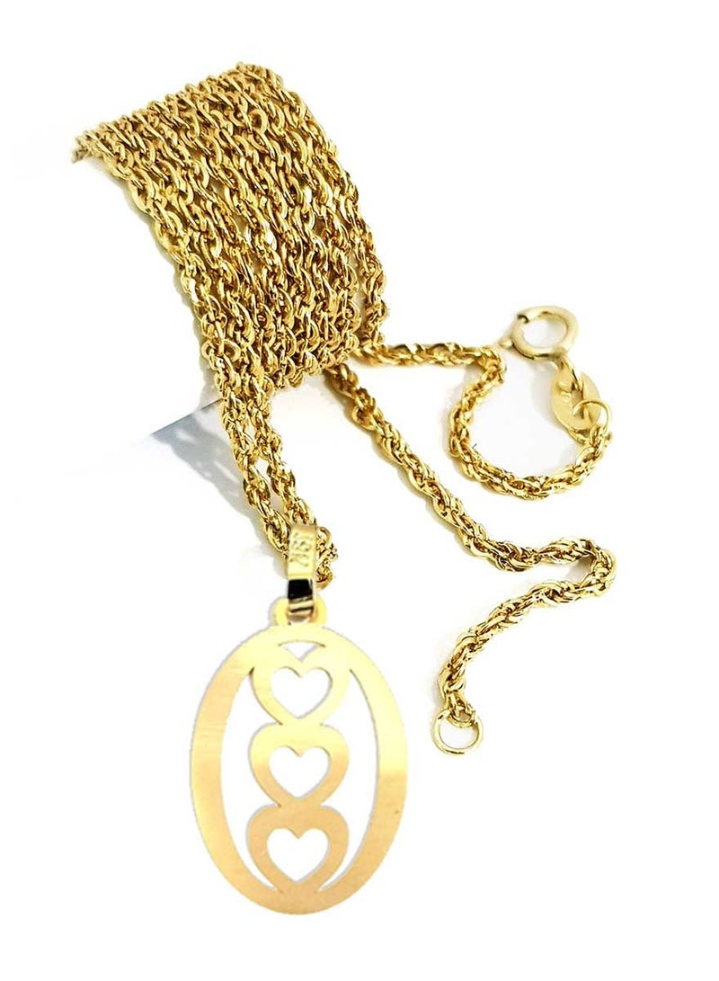 Hamsa.ae 18K Pure Gold Triple Heart Design Necklace For Women - Image 5