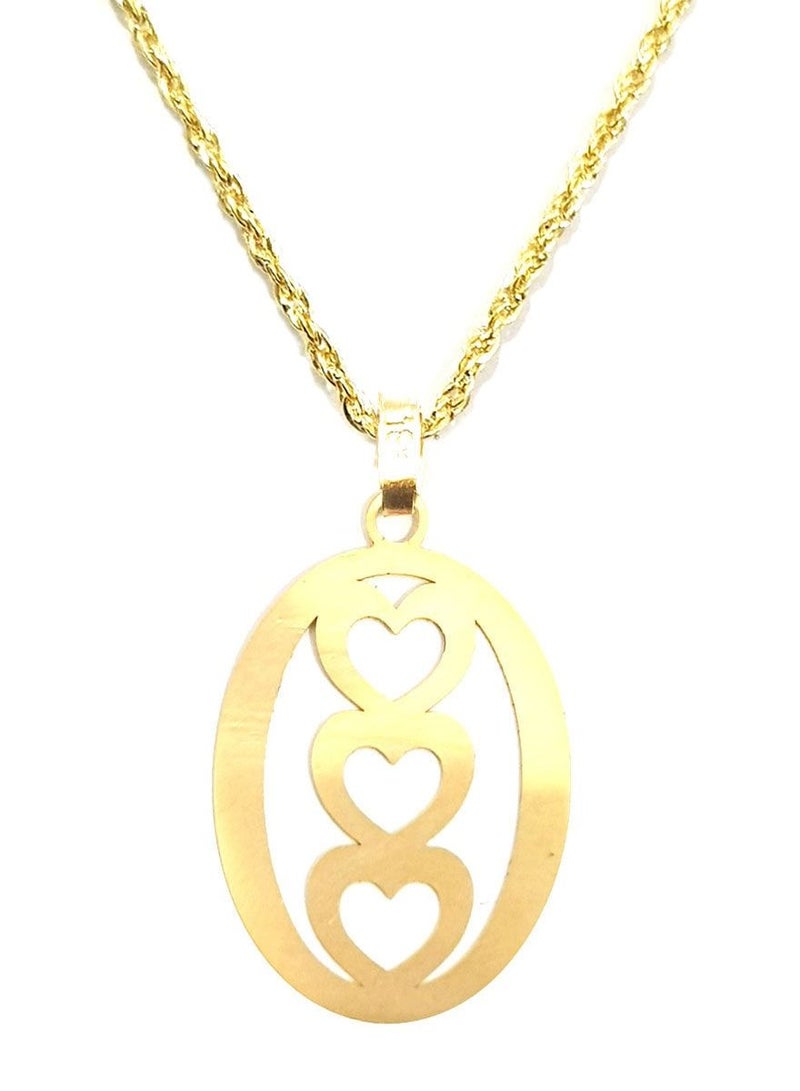 Hamsa.ae 18K Pure Gold Triple Heart Design Necklace For Women - Image 1