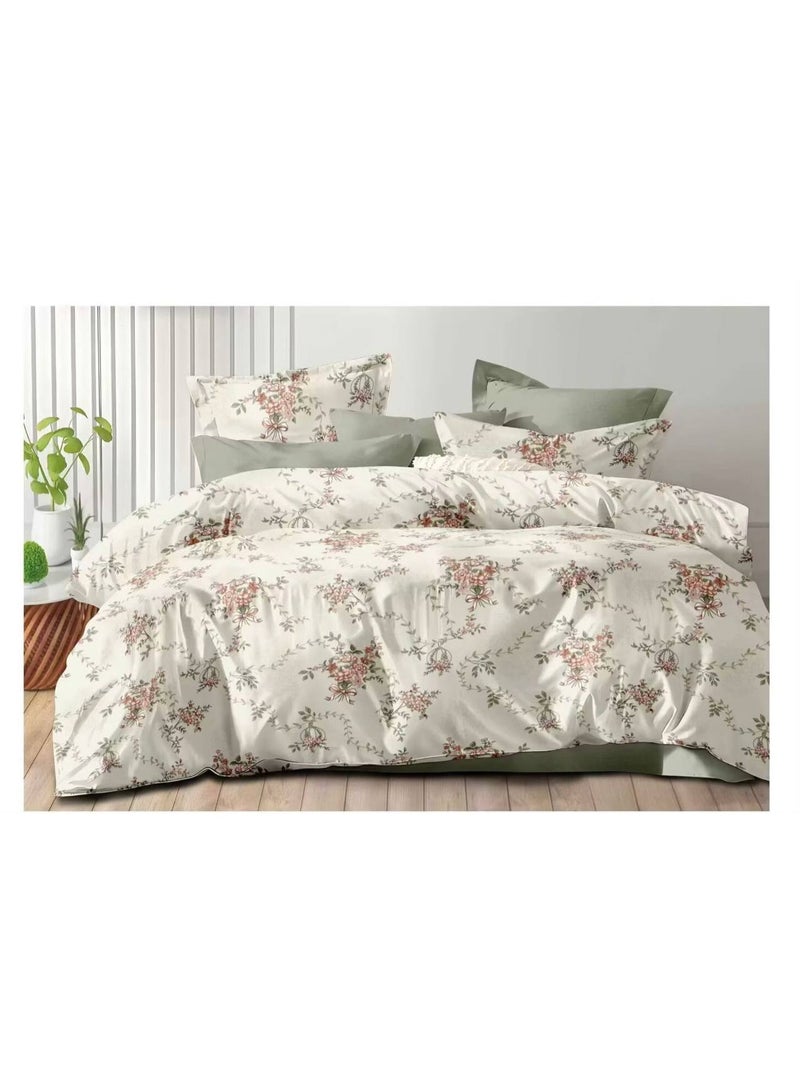 6Pcs Luxurious King size Comforter Set with Elegant Damask Pattern- 220*240cm