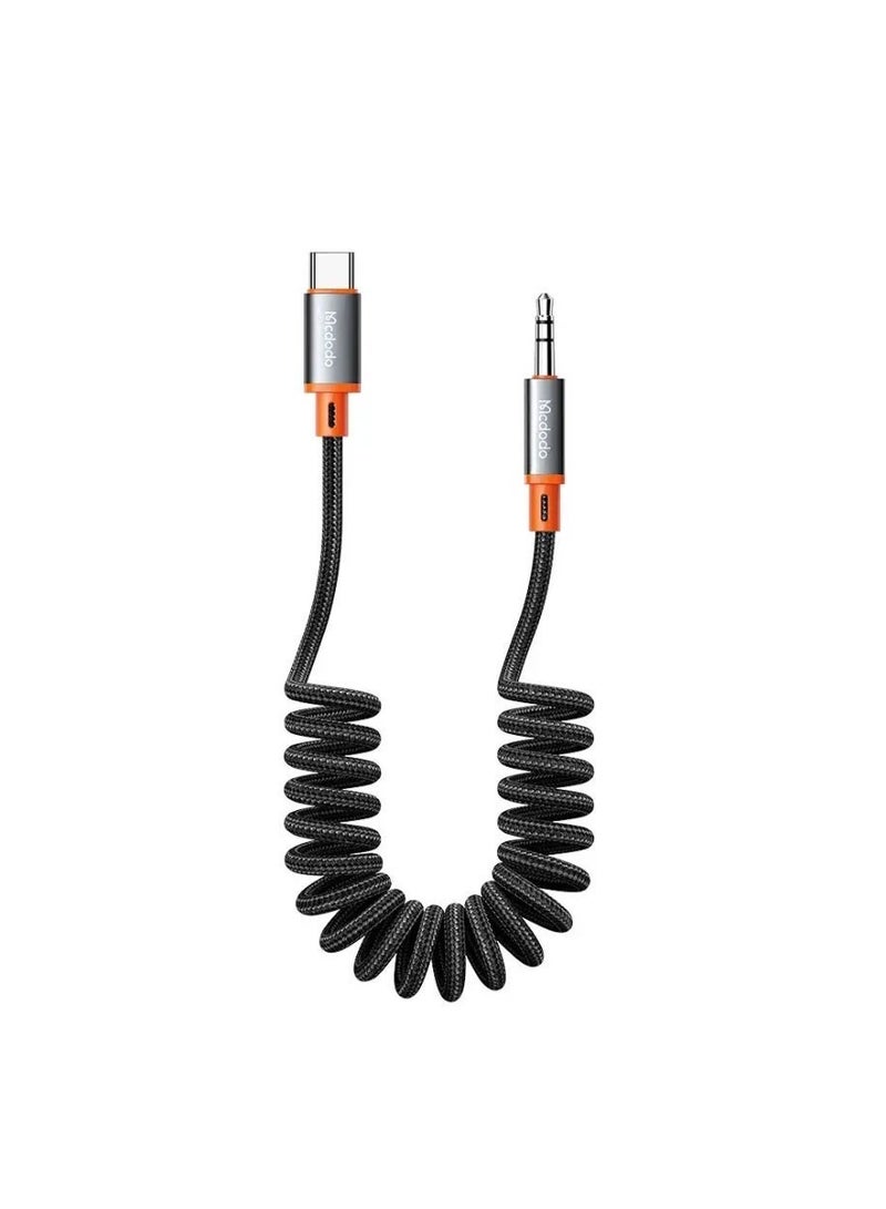 مكدودو USB Type-C to 3.5mm AUX Jack Coil Cable CA-0900 Castle Series – 1.8m - Image 1